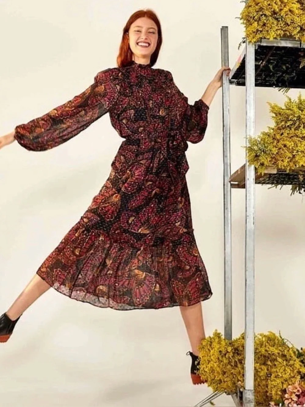 Farm Rio Butterfly Sky Midi Dress‎ - Size Small - NWT